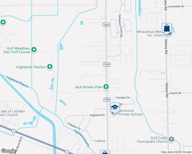 map of restaurants, bars, coffee shops, grocery stores, and more near 8925 Spruce Street in Hitchcock