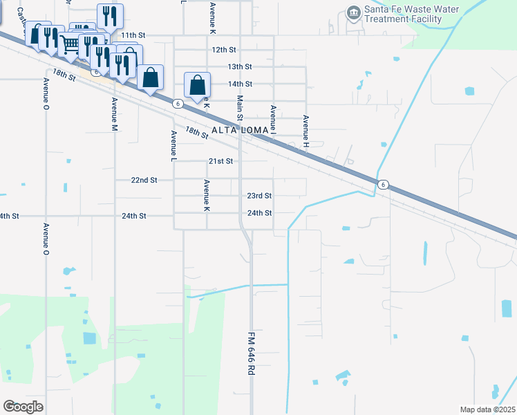 map of restaurants, bars, coffee shops, grocery stores, and more near 11918 24th Street in Santa Fe