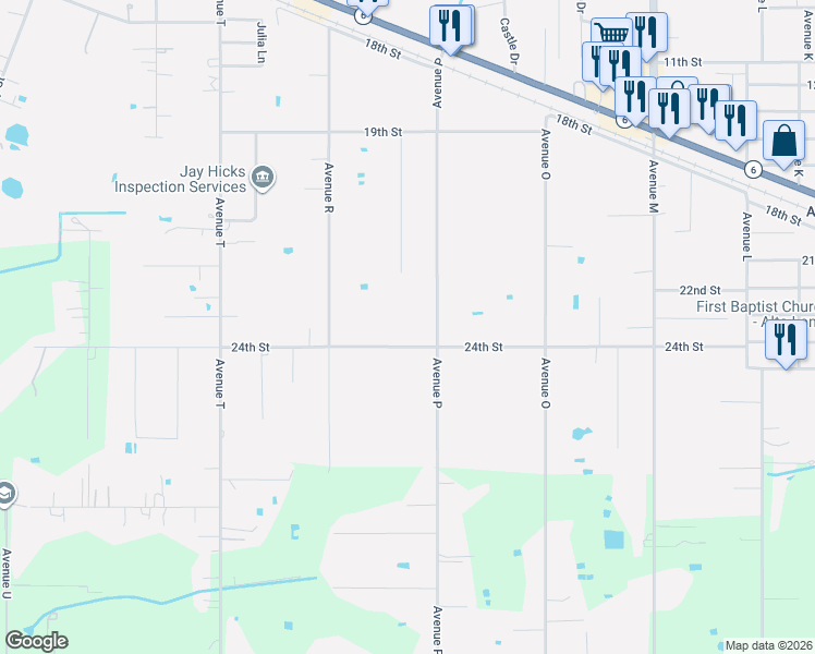 map of restaurants, bars, coffee shops, grocery stores, and more near 5430 Avenue P in Santa Fe
