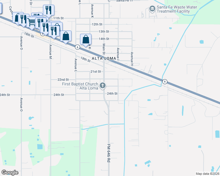 map of restaurants, bars, coffee shops, grocery stores, and more near 11918 24th Street in Santa Fe
