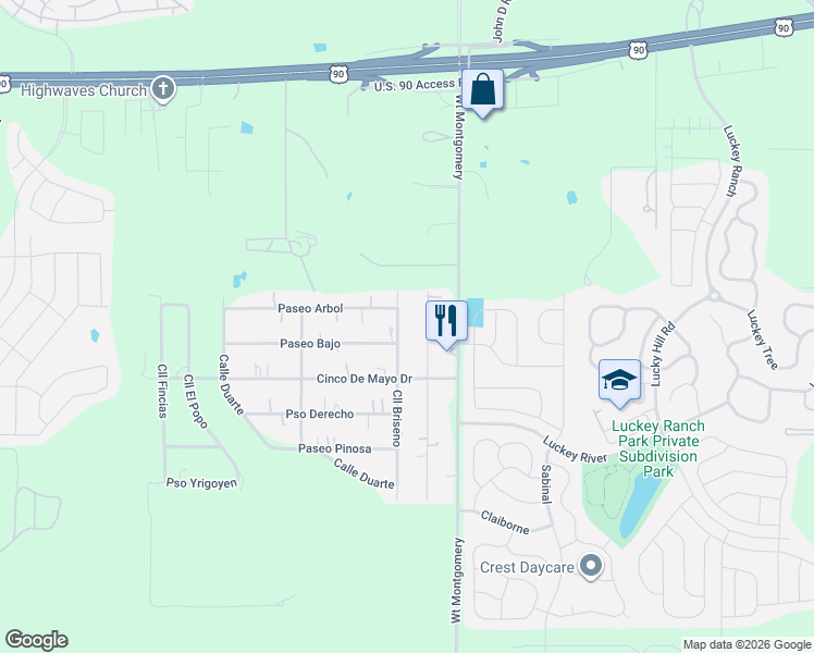map of restaurants, bars, coffee shops, grocery stores, and more near 6518 Calle Briseno in San Antonio