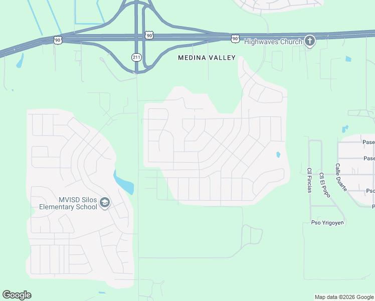 map of restaurants, bars, coffee shops, grocery stores, and more near 6350-7098 Masterson Road in San Antonio