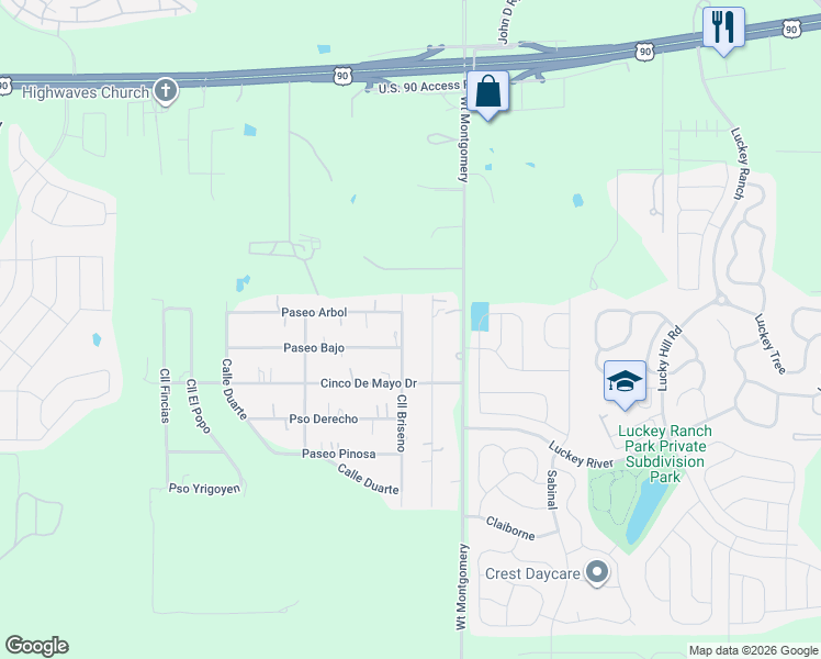 map of restaurants, bars, coffee shops, grocery stores, and more near 6518 Calle Briseno in San Antonio