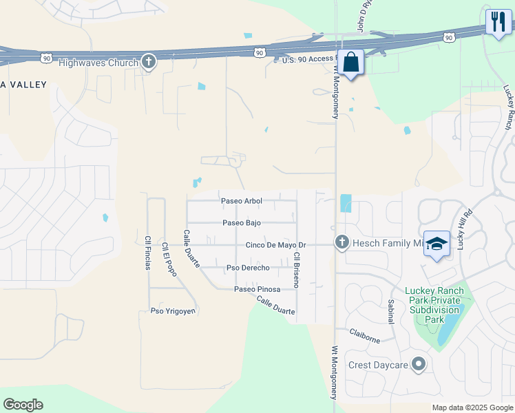 map of restaurants, bars, coffee shops, grocery stores, and more near 12602 Paseo Arbol in San Antonio
