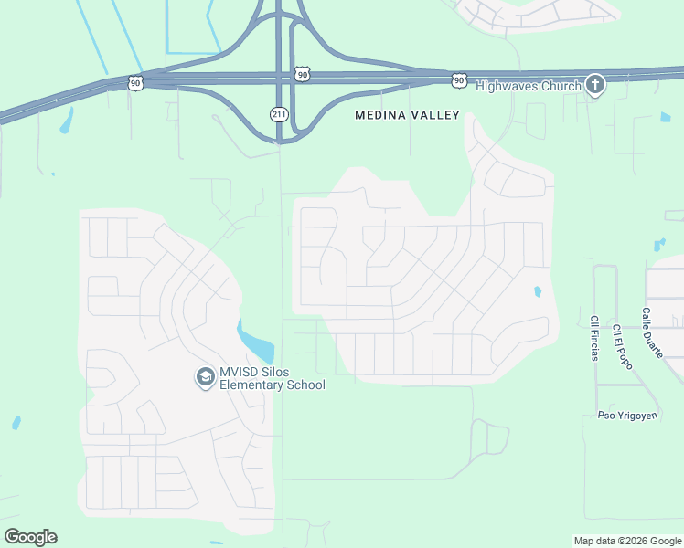 map of restaurants, bars, coffee shops, grocery stores, and more near 6350-7098 Masterson Road in San Antonio