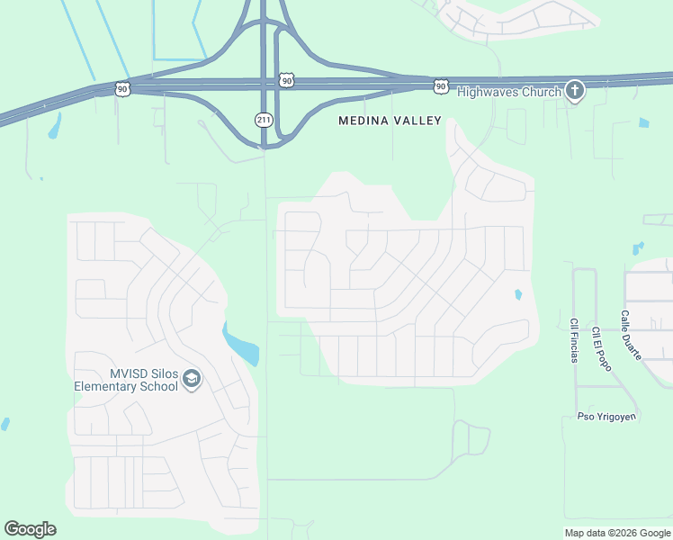 map of restaurants, bars, coffee shops, grocery stores, and more near 6350-7098 Masterson Road in San Antonio
