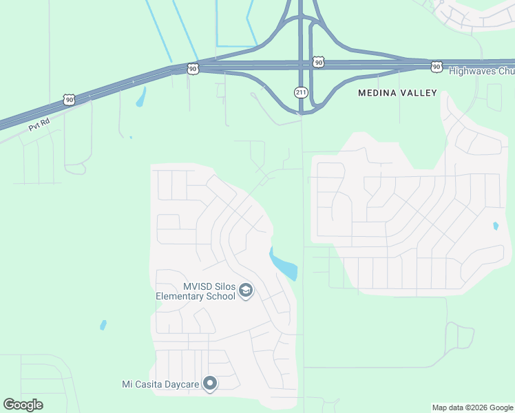 map of restaurants, bars, coffee shops, grocery stores, and more near Pvt Road in San Antonio