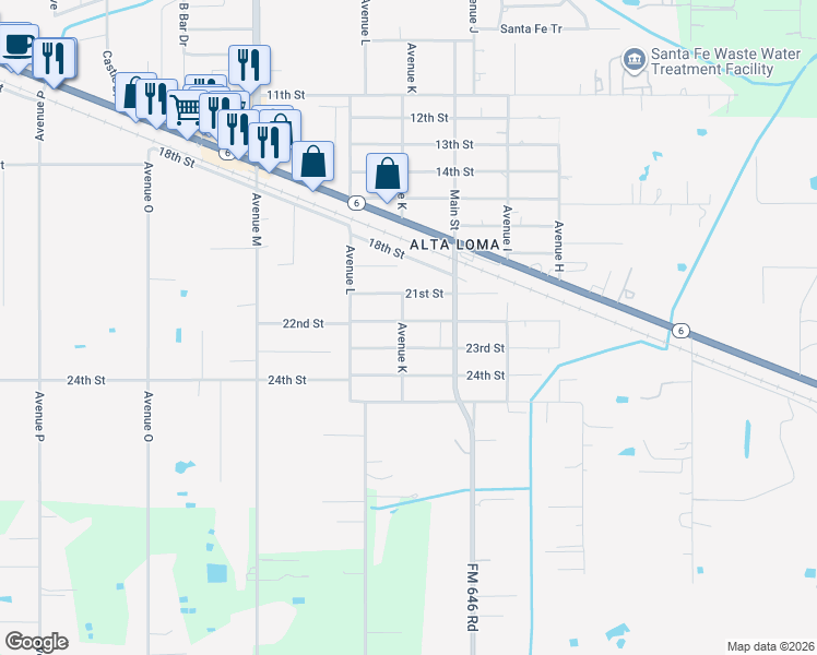 map of restaurants, bars, coffee shops, grocery stores, and more near 12049 22nd Street in Santa Fe