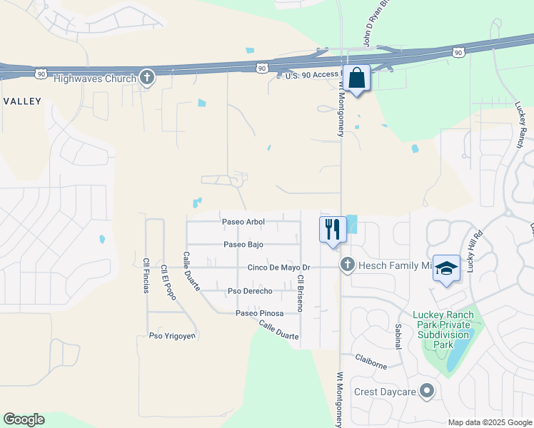 map of restaurants, bars, coffee shops, grocery stores, and more near 12602 Paseo Arbol in San Antonio