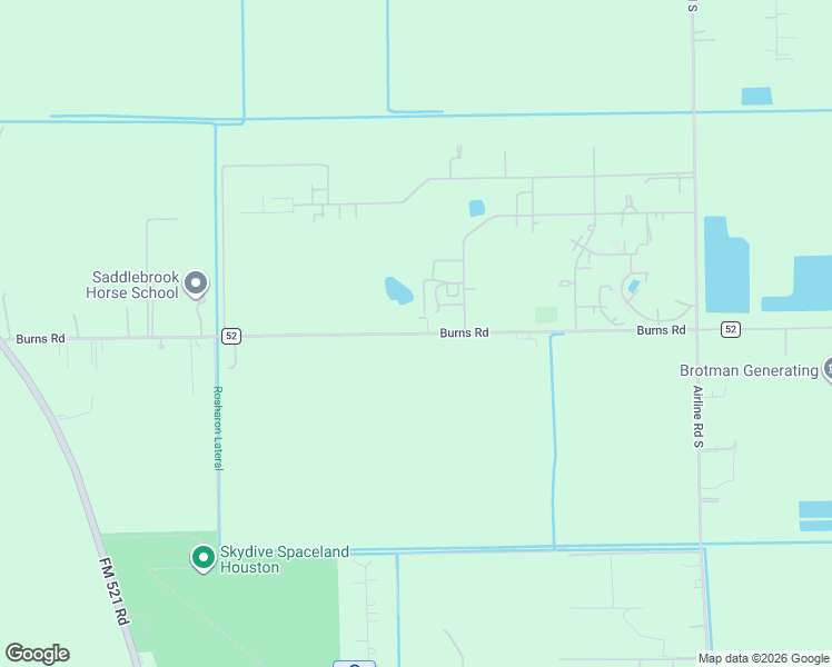 map of restaurants, bars, coffee shops, grocery stores, and more near County Road 52 in Rosharon