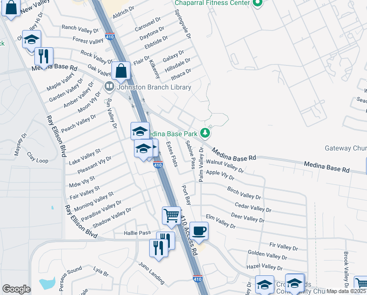 map of restaurants, bars, coffee shops, grocery stores, and more near 6626 Sabine Pass in San Antonio