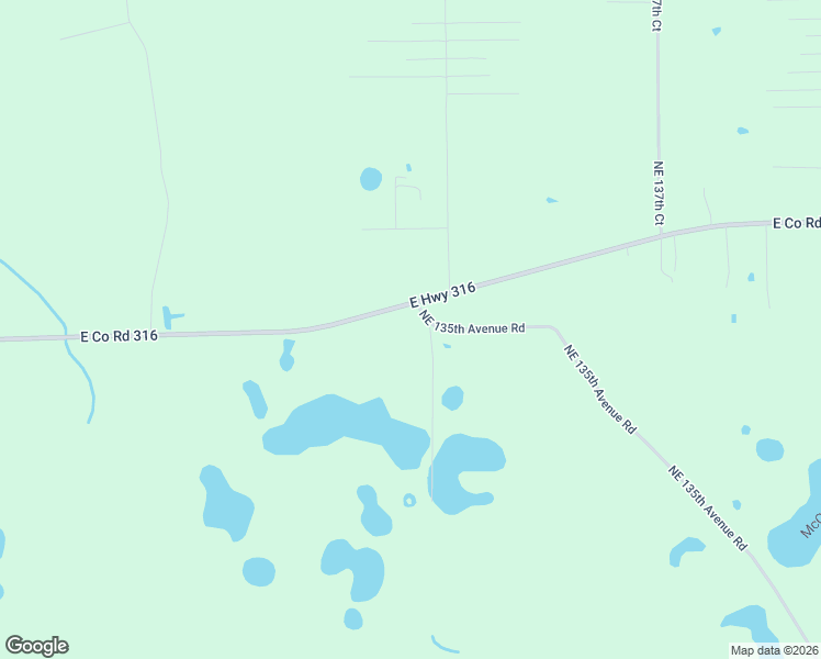 map of restaurants, bars, coffee shops, grocery stores, and more near Northeast 135th Avenue Road in Fort McCoy