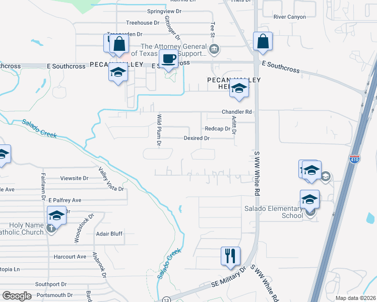 map of restaurants, bars, coffee shops, grocery stores, and more near 4311 Stayman Drive in San Antonio