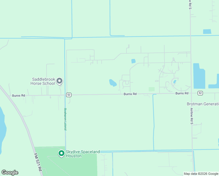 map of restaurants, bars, coffee shops, grocery stores, and more near 1055 County Road 52 in Rosharon