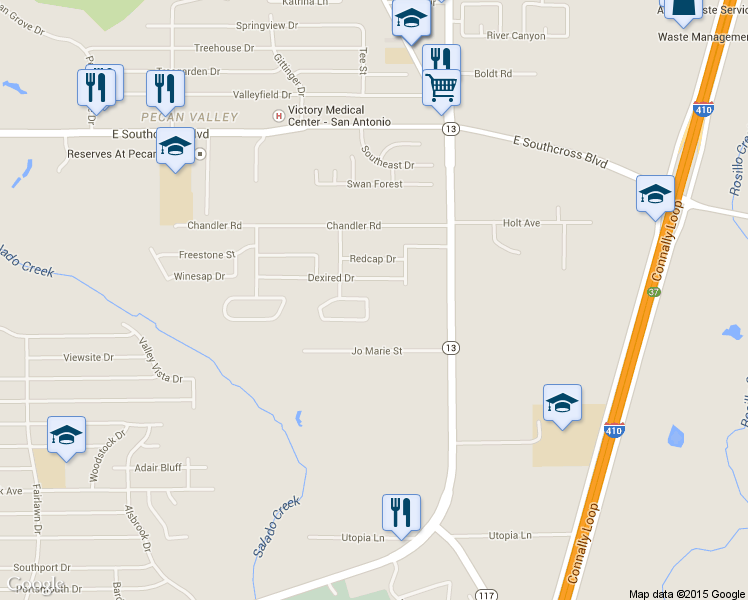 map of restaurants, bars, coffee shops, grocery stores, and more near 5706 Sungold Drive in San Antonio