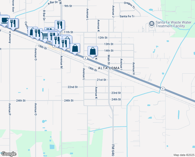 map of restaurants, bars, coffee shops, grocery stores, and more near 12054 21st Street in Santa Fe