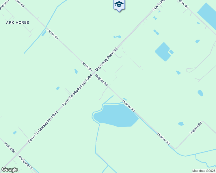 map of restaurants, bars, coffee shops, grocery stores, and more near 14107 Hughes Road in Guy