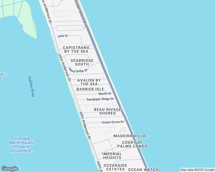 map of restaurants, bars, coffee shops, grocery stores, and more near 3020 Ocean Shore Boulevard in Ormond Beach