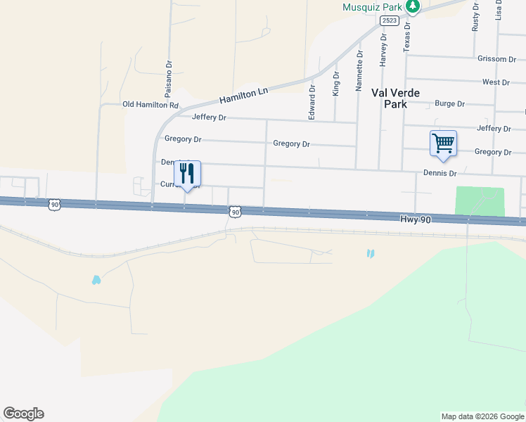 map of restaurants, bars, coffee shops, grocery stores, and more near 4019 U.S. 90 in Del Rio