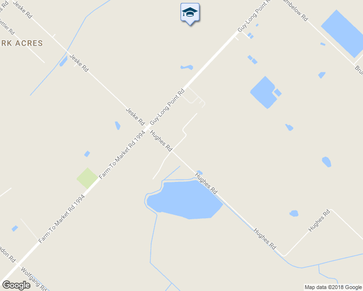 map of restaurants, bars, coffee shops, grocery stores, and more near 14107 Hughes Road in Guy