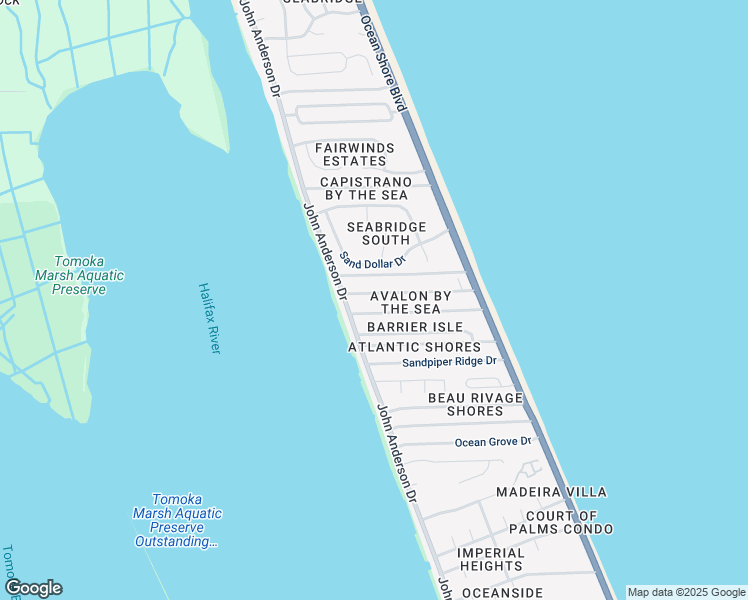 map of restaurants, bars, coffee shops, grocery stores, and more near 152 Avalon Drive in Ormond Beach