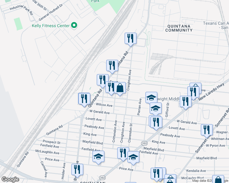 map of restaurants, bars, coffee shops, grocery stores, and more near 302 Hollenbeck Avenue in San Antonio