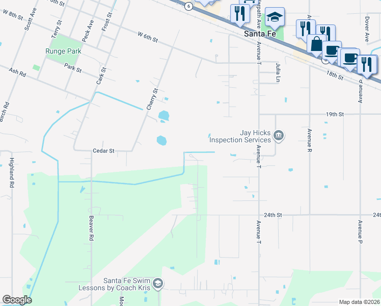 map of restaurants, bars, coffee shops, grocery stores, and more near 5302 Treepoint in Santa Fe