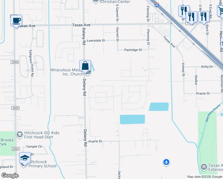 map of restaurants, bars, coffee shops, grocery stores, and more near Unnamed Road in La Marque
