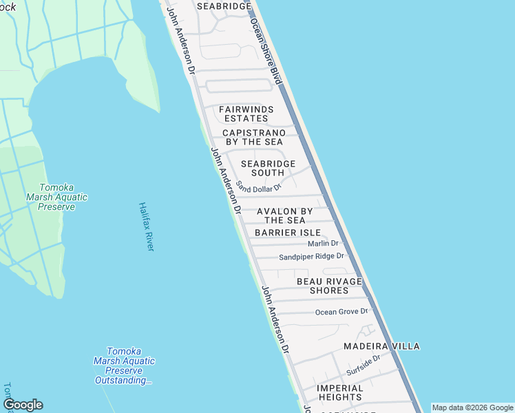 map of restaurants, bars, coffee shops, grocery stores, and more near 151 Avalon Drive in Ormond Beach