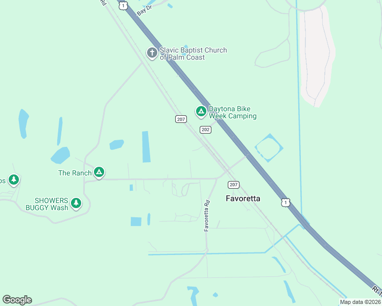 map of restaurants, bars, coffee shops, grocery stores, and more near 175 County Road 207 in Bunnell