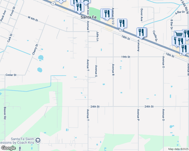 map of restaurants, bars, coffee shops, grocery stores, and more near 12230 Avenue South in Santa Fe