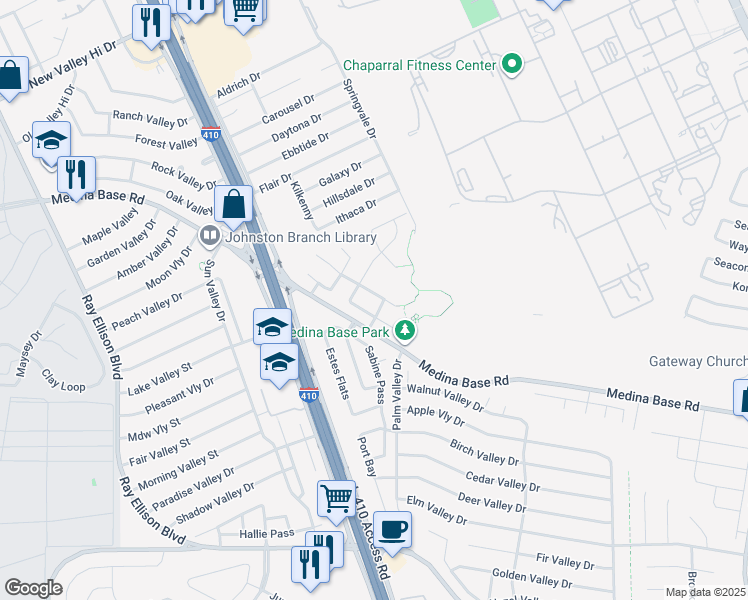 map of restaurants, bars, coffee shops, grocery stores, and more near 7010 Heathers Place in San Antonio