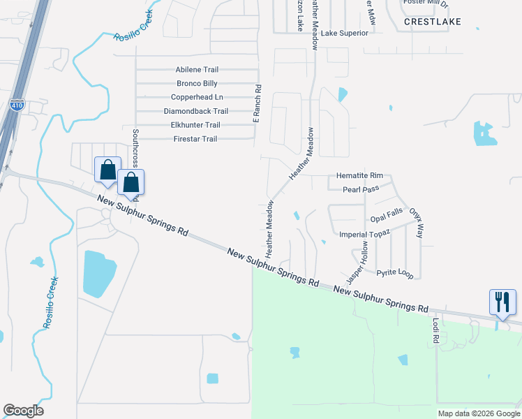 map of restaurants, bars, coffee shops, grocery stores, and more near 5627 New Sulphur Springs Road in San Antonio