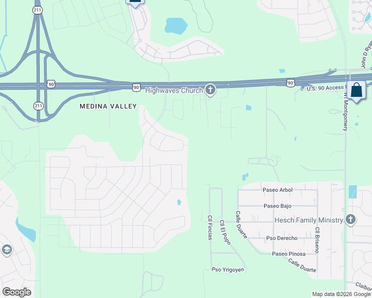 map of restaurants, bars, coffee shops, grocery stores, and more near 6413 Staccato Staff in San Antonio