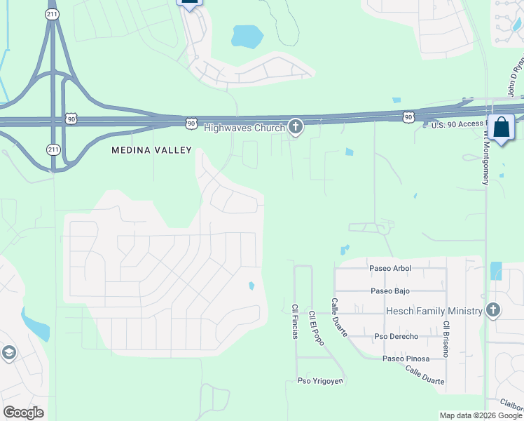 map of restaurants, bars, coffee shops, grocery stores, and more near 6413 Staccato Staff in San Antonio
