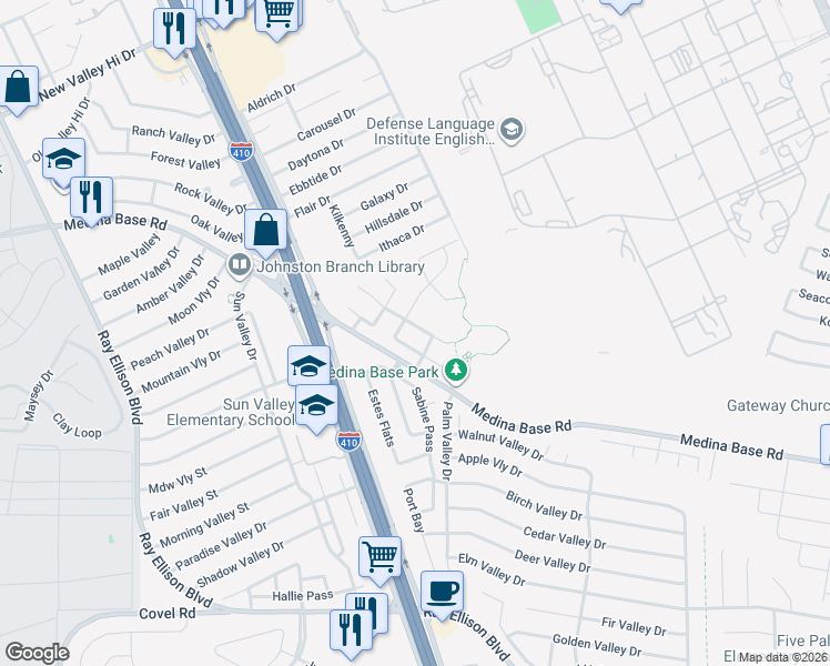 map of restaurants, bars, coffee shops, grocery stores, and more near 7010 Heathers Place in San Antonio
