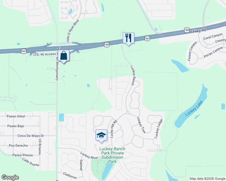 map of restaurants, bars, coffee shops, grocery stores, and more near 11915 Angel Canyon in San Antonio