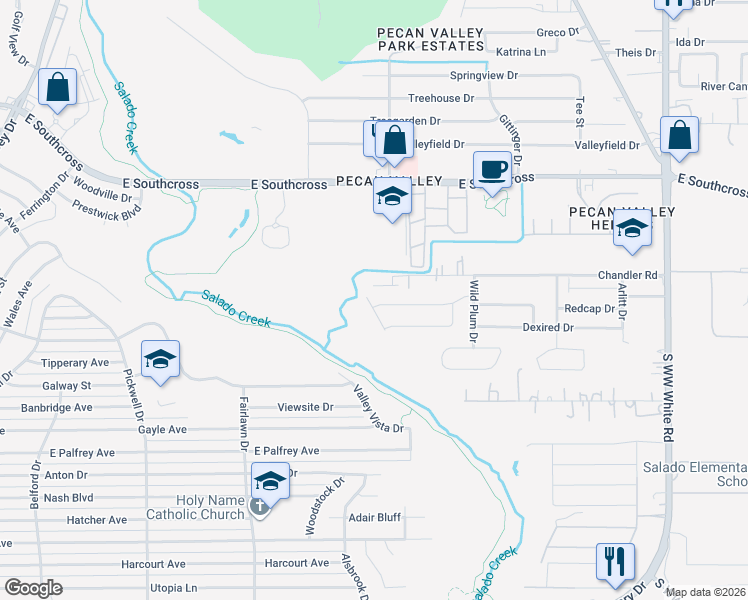 map of restaurants, bars, coffee shops, grocery stores, and more near 4110 Freestone Street in San Antonio