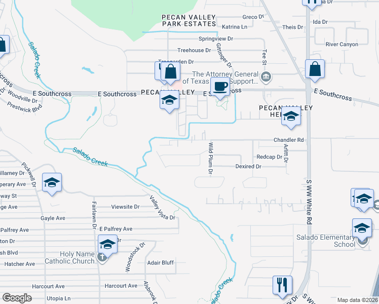 map of restaurants, bars, coffee shops, grocery stores, and more near 4142 Freestone Street in San Antonio