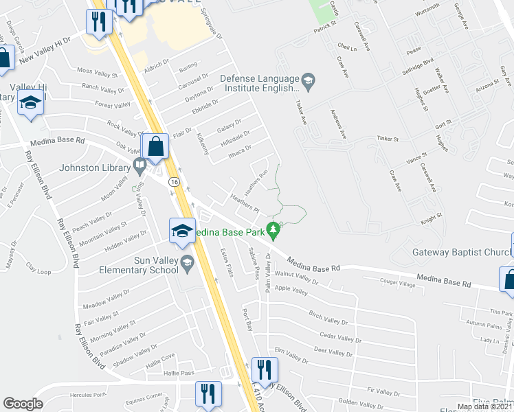 map of restaurants, bars, coffee shops, grocery stores, and more near 7010 Heathers Place in San Antonio