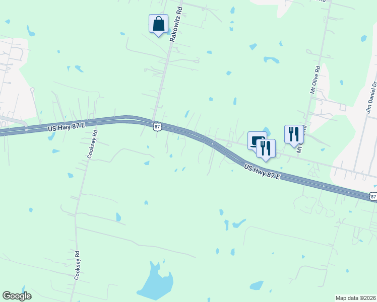 map of restaurants, bars, coffee shops, grocery stores, and more near 11180 U.S. 87 in Adkins