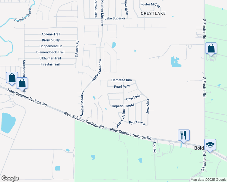 map of restaurants, bars, coffee shops, grocery stores, and more near 5938 Smoky Quartz in San Antonio