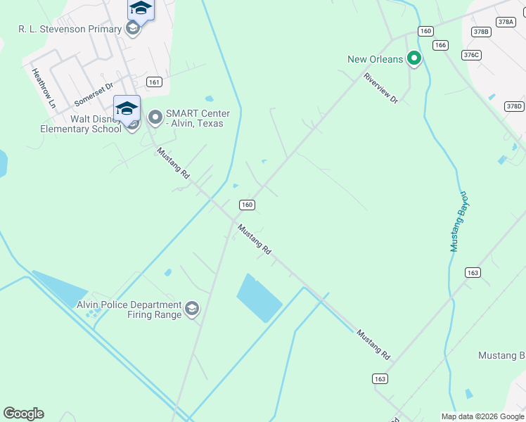 map of restaurants, bars, coffee shops, grocery stores, and more near 3805 County Road 160 in Alvin