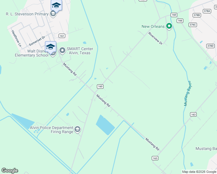 map of restaurants, bars, coffee shops, grocery stores, and more near 3805 County Road 160 in Alvin
