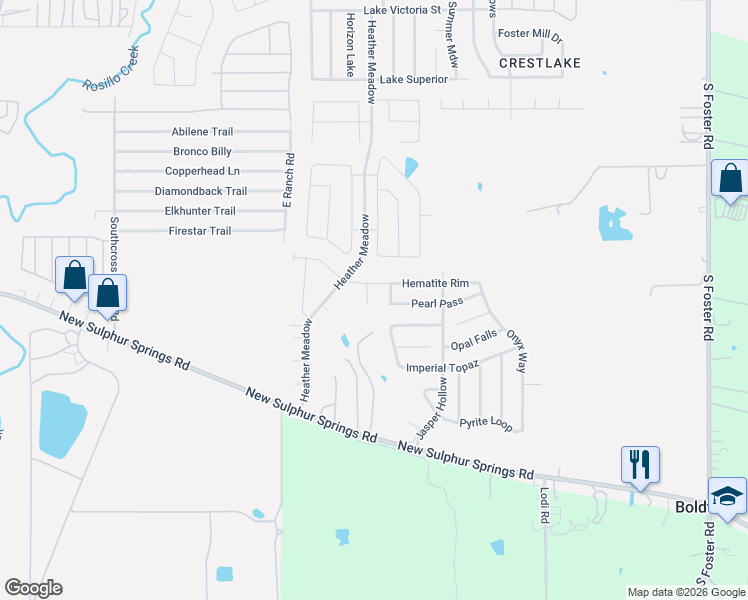 map of restaurants, bars, coffee shops, grocery stores, and more near 5914 Hematite Rim in San Antonio