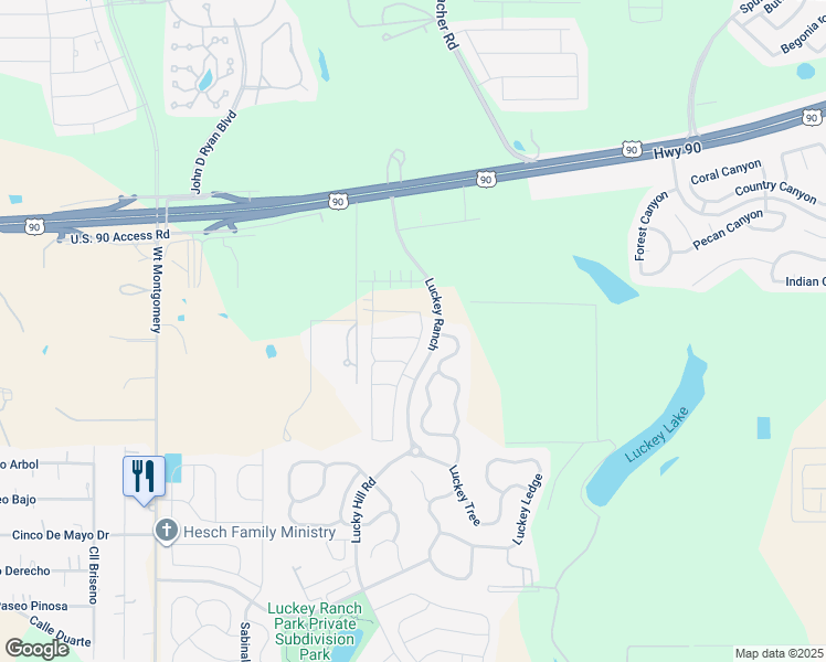 map of restaurants, bars, coffee shops, grocery stores, and more near 11803 Wolf Canyon in San Antonio