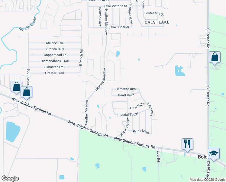 map of restaurants, bars, coffee shops, grocery stores, and more near 5914 Hematite Rim in San Antonio