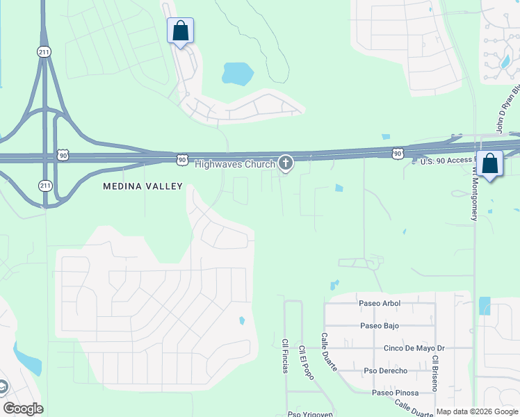 map of restaurants, bars, coffee shops, grocery stores, and more near 13014 Mezzo Breeze in San Antonio