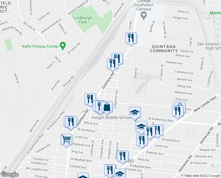 map of restaurants, bars, coffee shops, grocery stores, and more near 131 Tampa Avenue in San Antonio