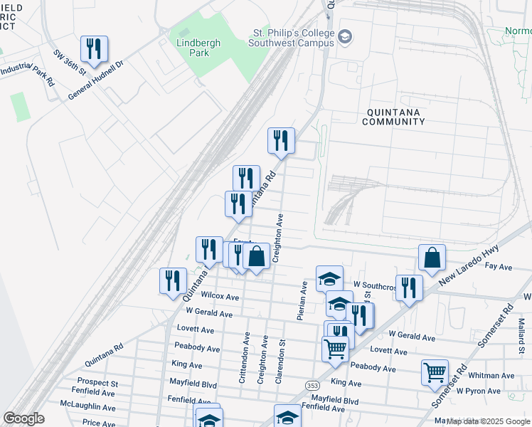 map of restaurants, bars, coffee shops, grocery stores, and more near 131 Tampa Avenue in San Antonio